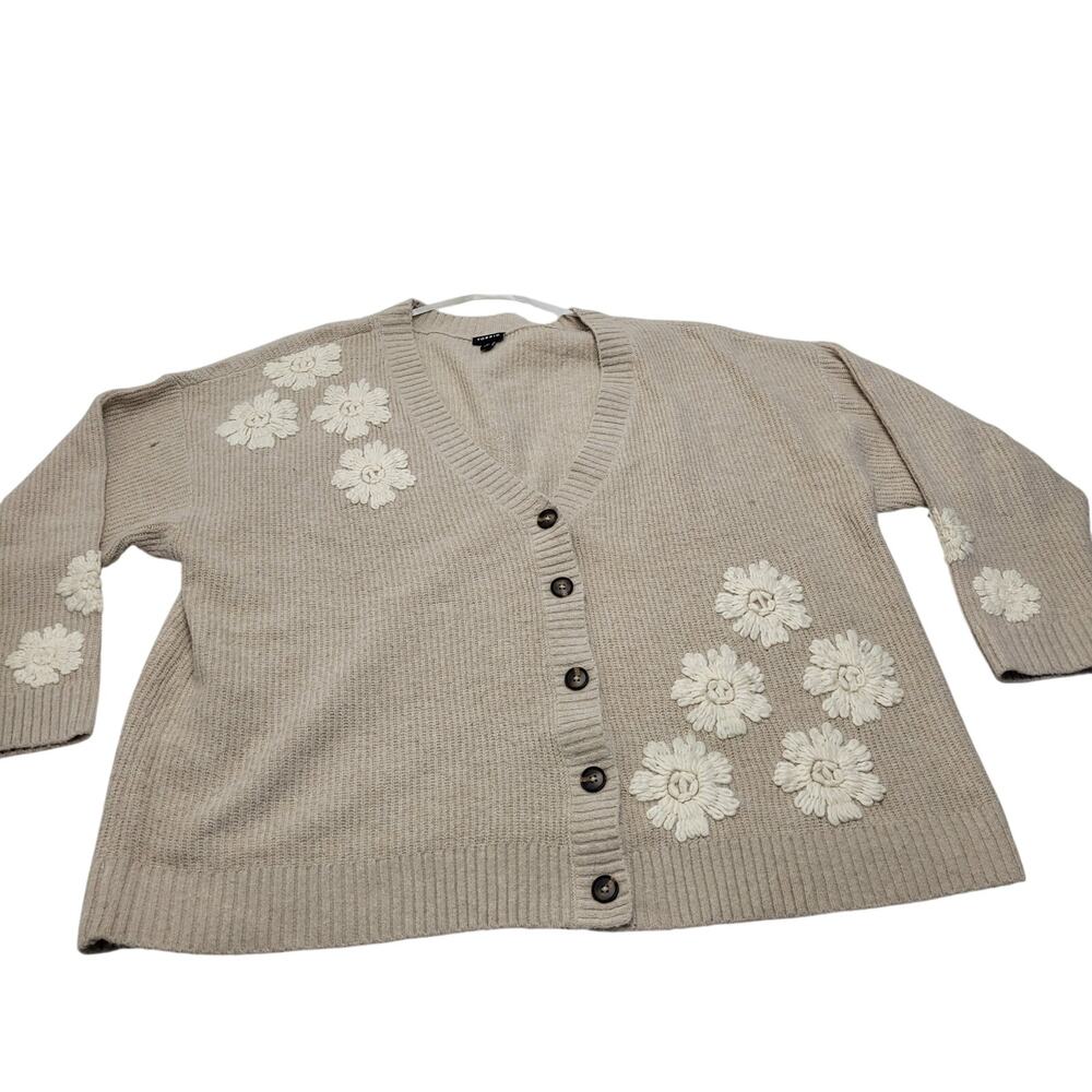 Torrid vegan cashmere V neck cardigan sweater 3d floral applique 3
